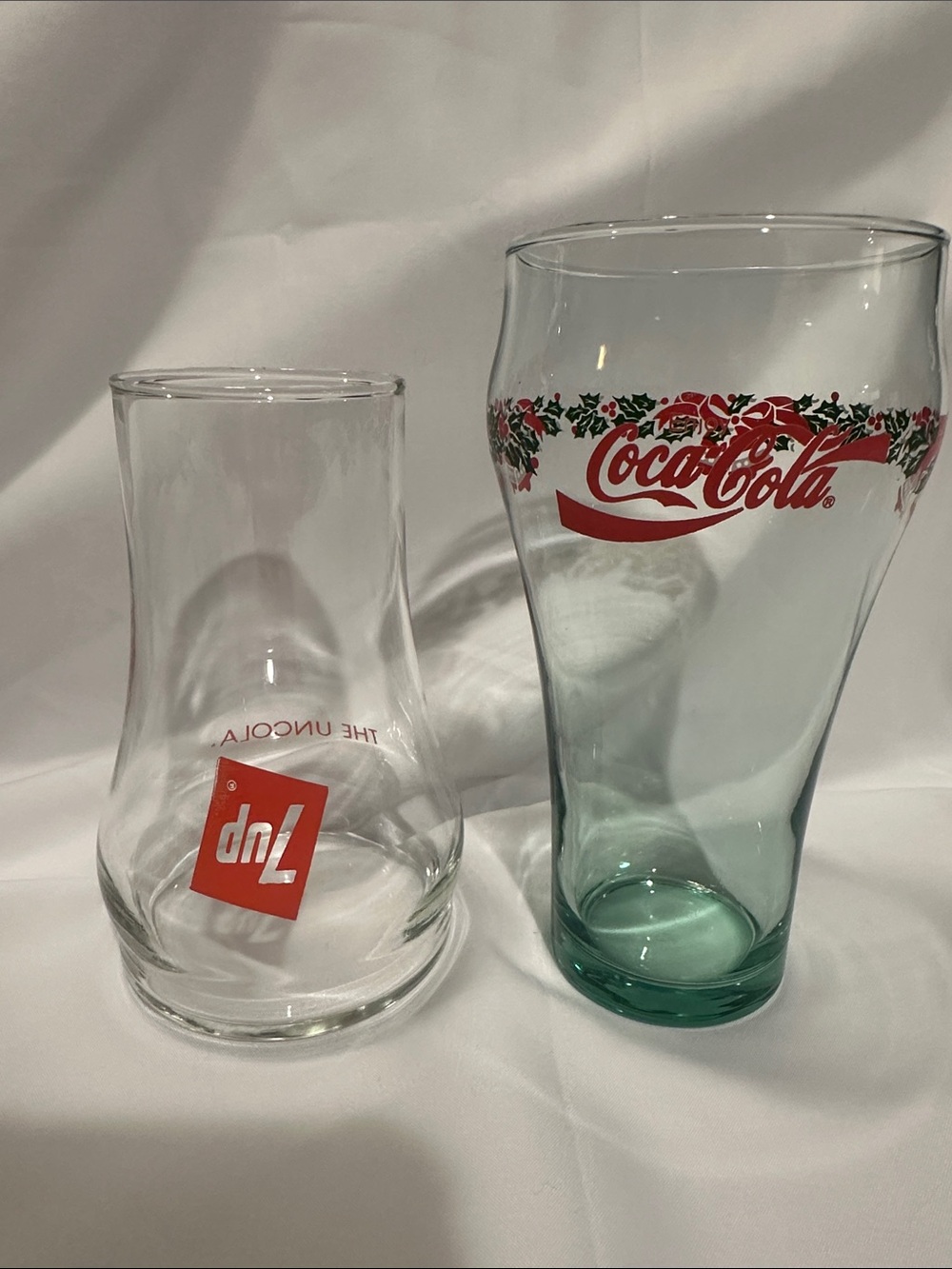 Coca Cola Clear Glass with Red Logo and Green Tint